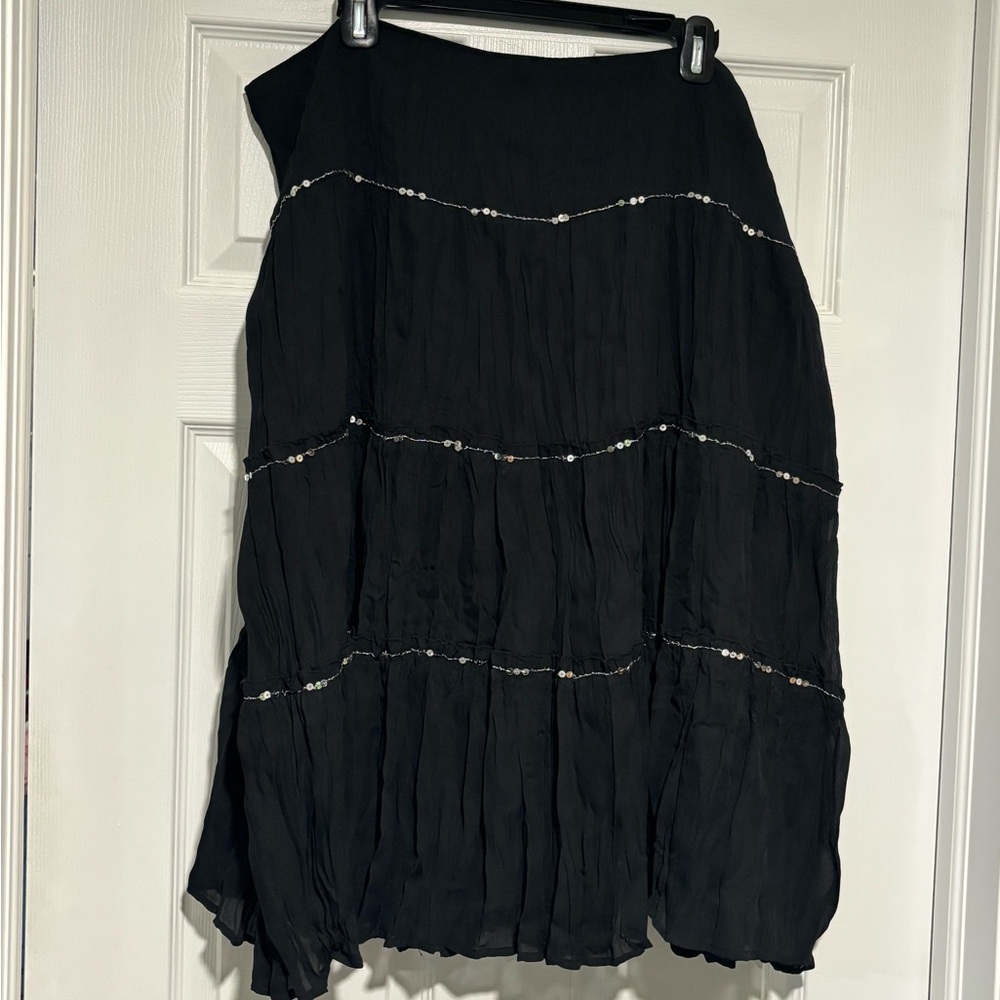 Encore Jeans Black A-Line Skirt with Silver Accents